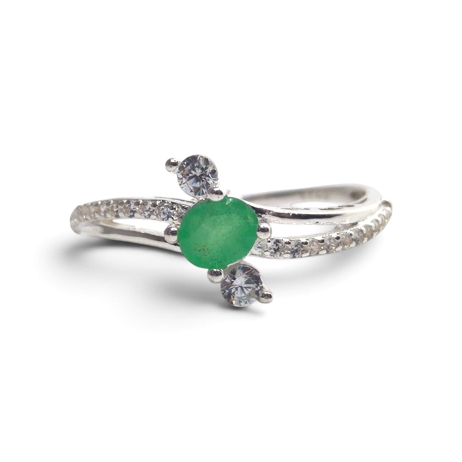 Anillo Espiral✨ en plata ley 925 con esmeralda Natural